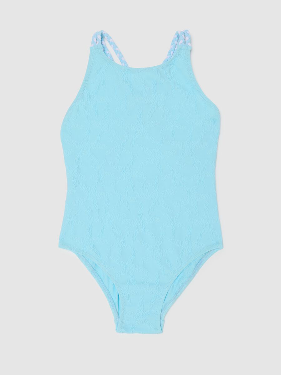 Girls' blue stretch-blend swimsuit_0