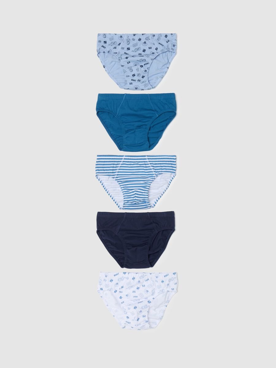 Set cinque slip in cotone righe e stampa _0