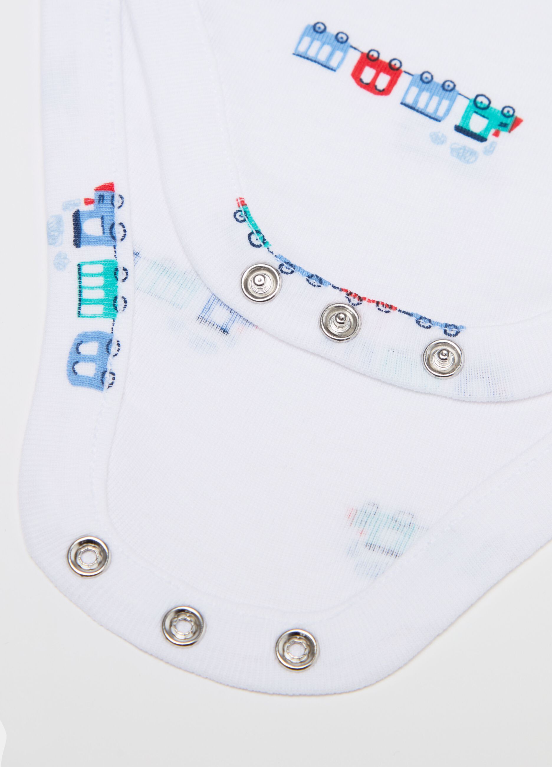 Three-pack short-sleeved bodysuits in organic cotton with print