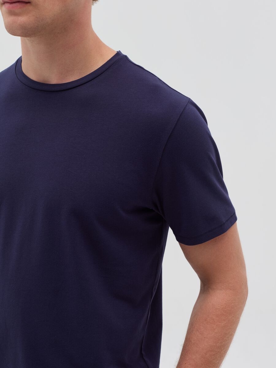 Stretch cotton T-shirt with crew-neck_3