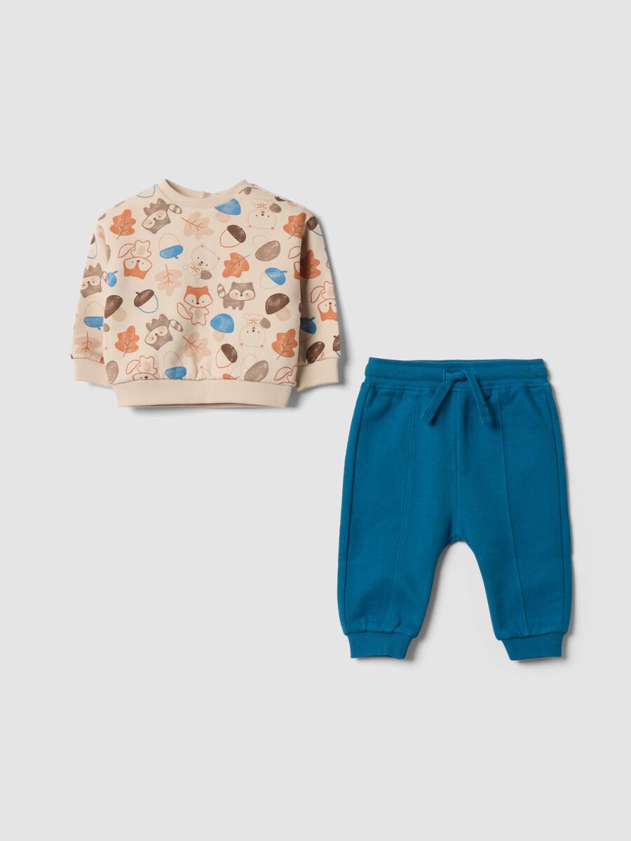 Multicoloured organic cotton sweatshirt and joggers set_0