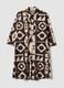 Brown stretch-cotton dress with geometric pattern, regular fit_4