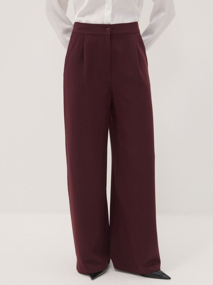 Pantaloni rossi in misto viscosa elasticizzata regular fit_1