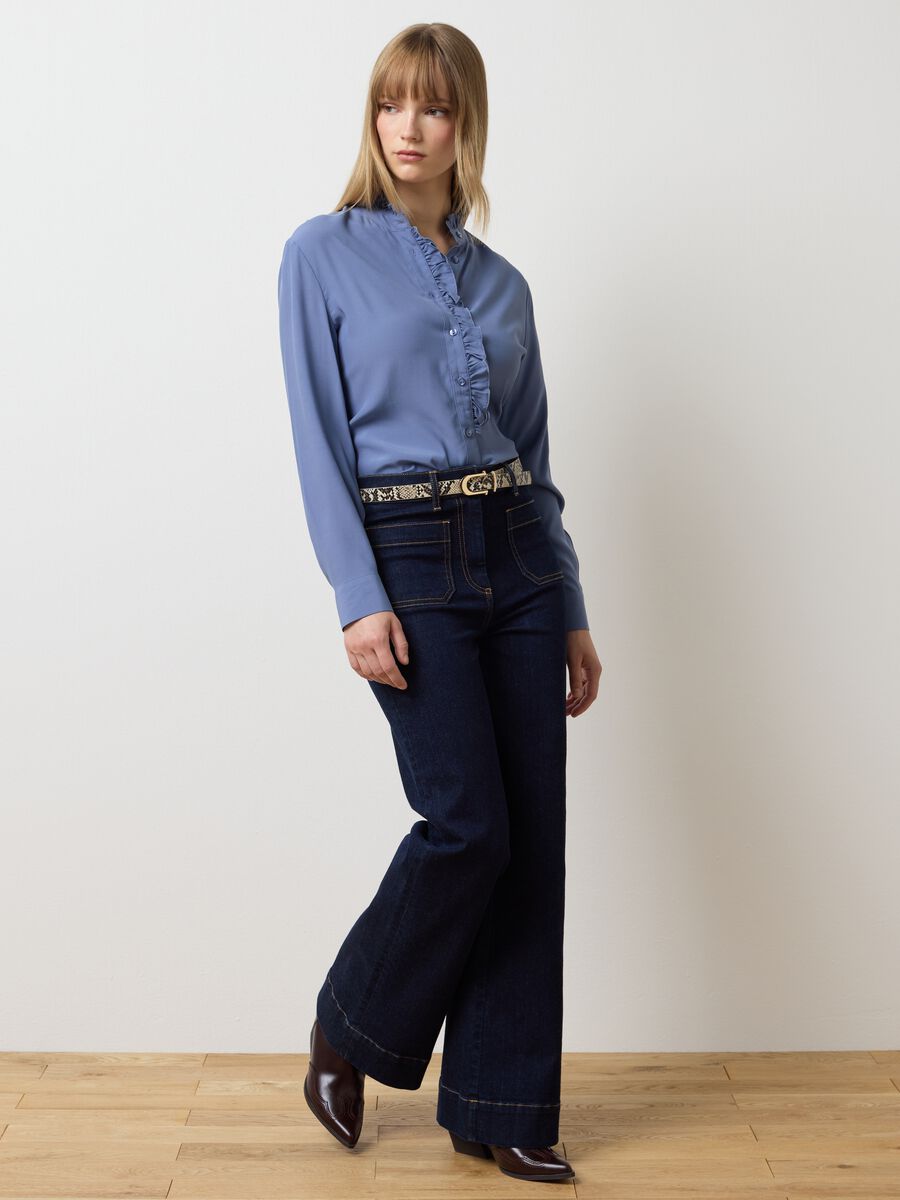 Blue regular fit shirt with ruffles_2