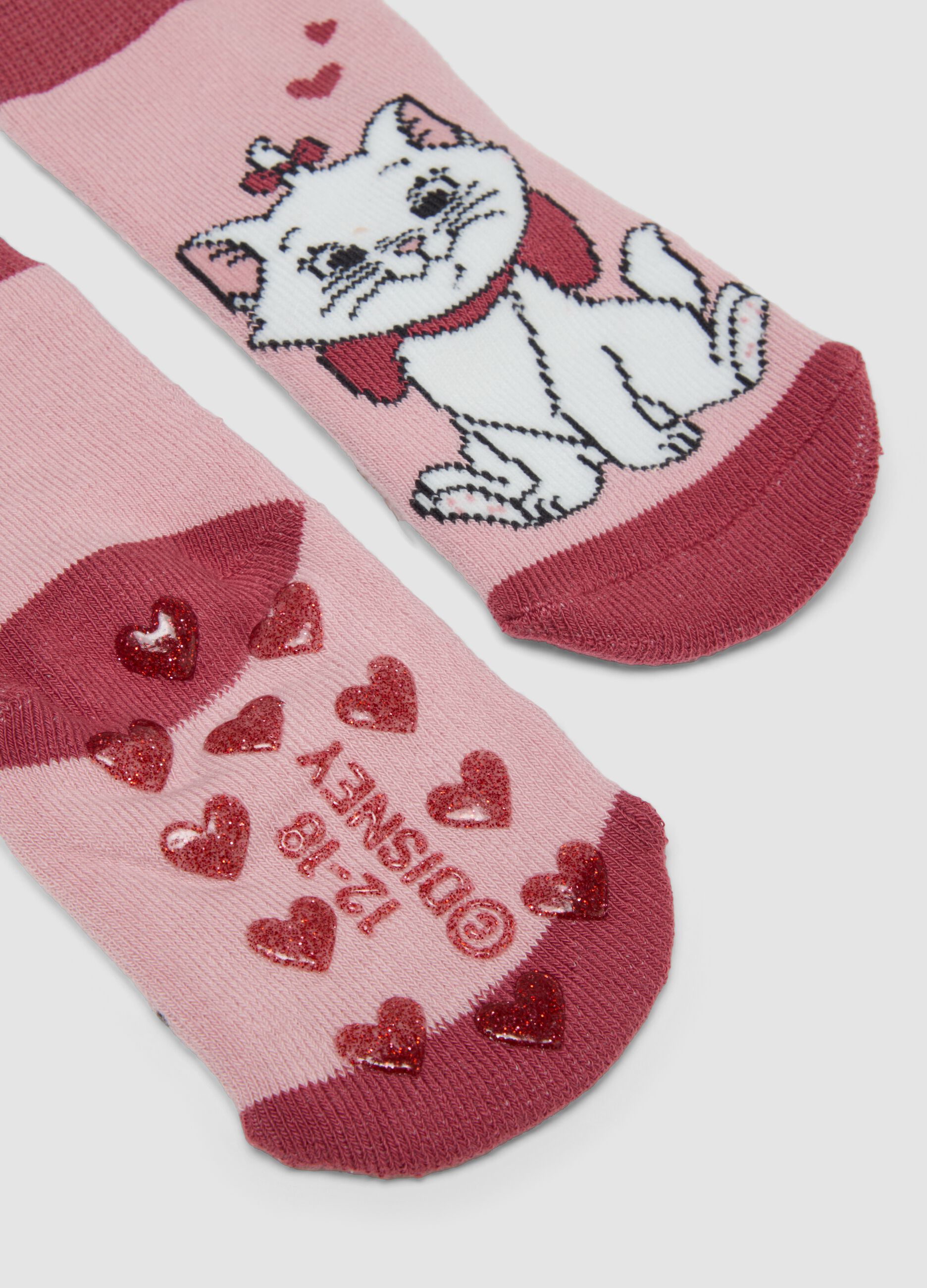2-pack of pink anti-slip socks in stretchy organic cotton with The Aristocats print