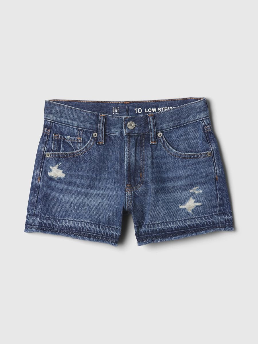 Low-rise denim shorts with abrasions_3