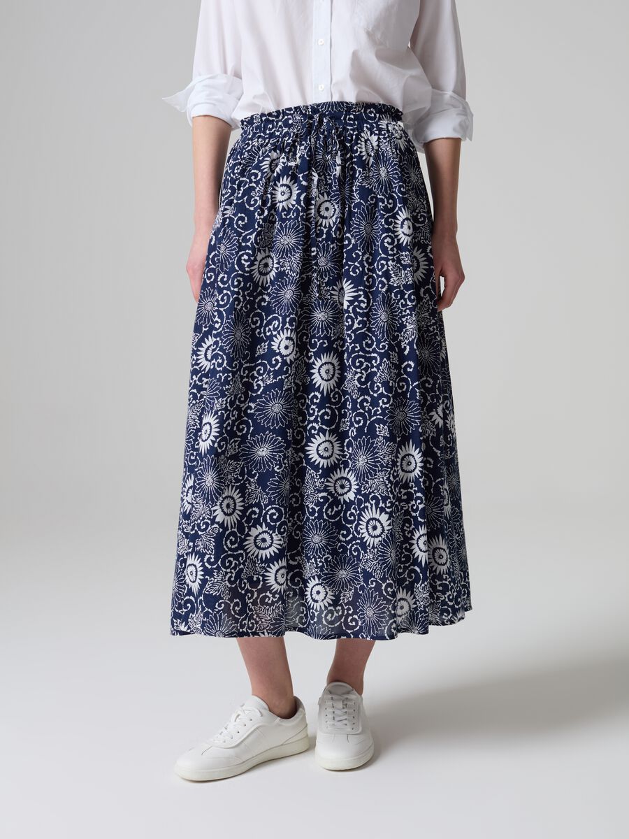 Full midi skirt with floral print_1