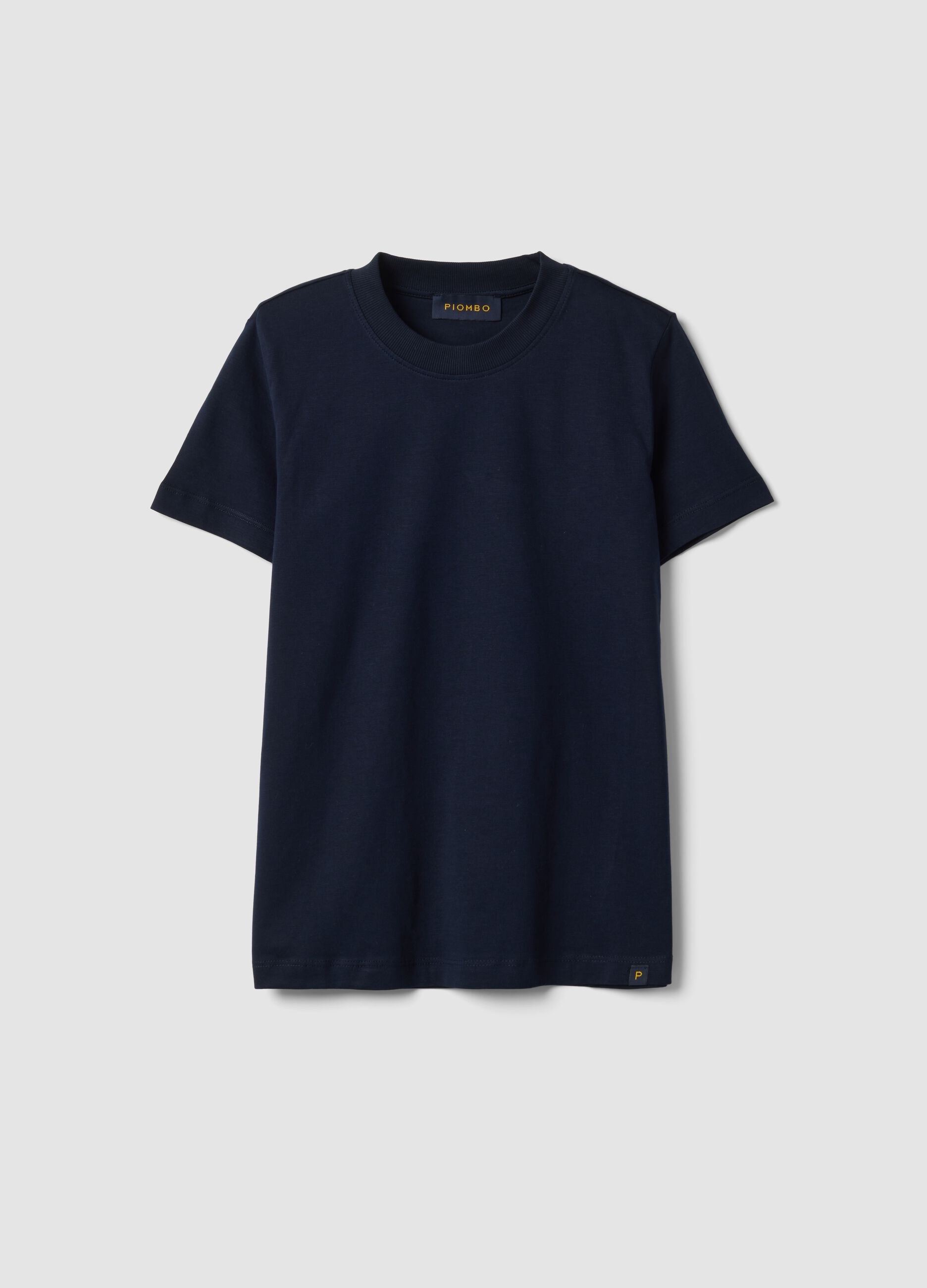 T-shirt blu in puro cotone supima a maniche corte regular fit