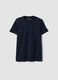 T-shirt blu in puro cotone supima a maniche corte regular fit_0