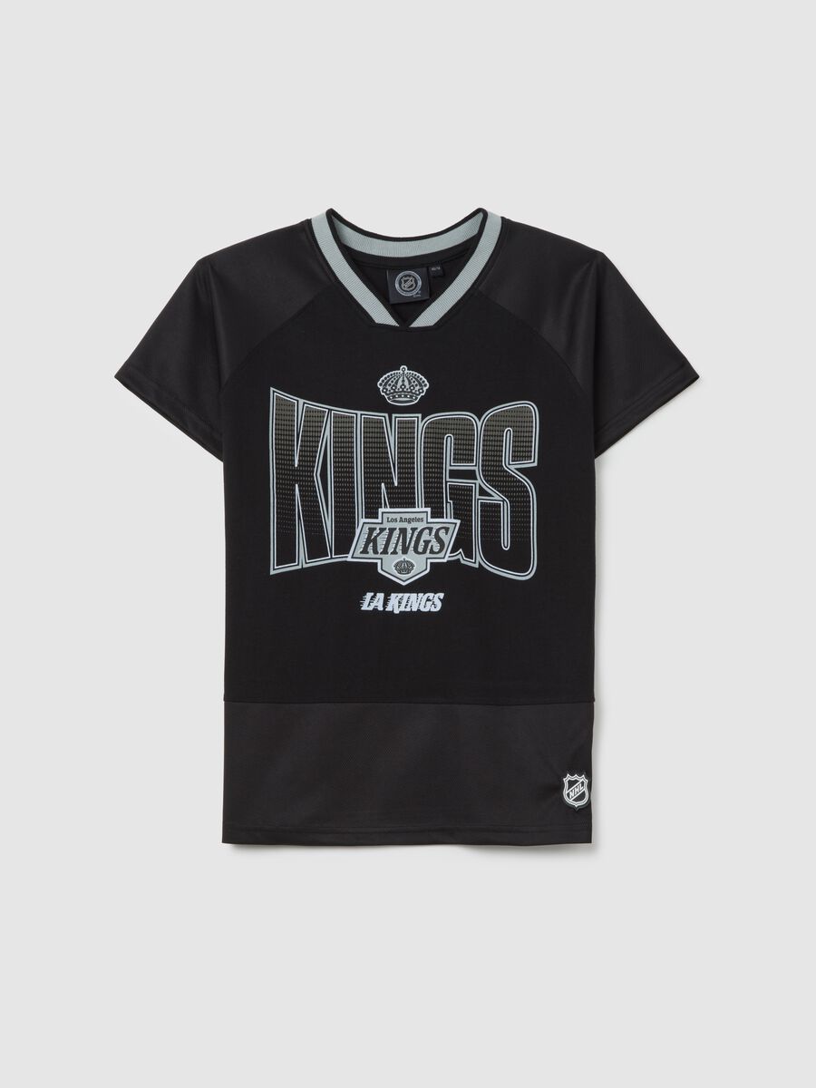 Children's black pure cotton T-shirt with LA KINGS print_0