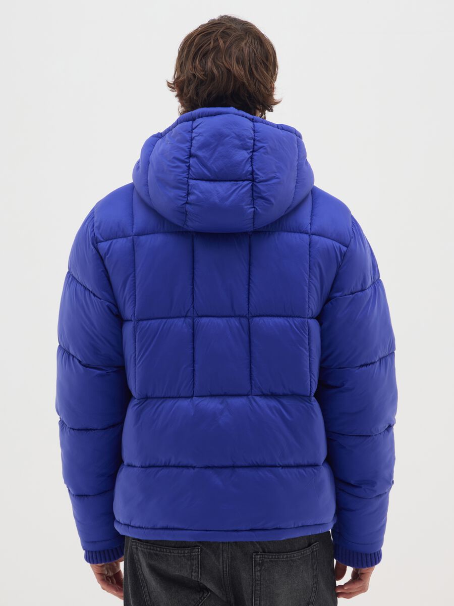 Electric Blue Iconic Puffer Jacket with Removable Hood_2