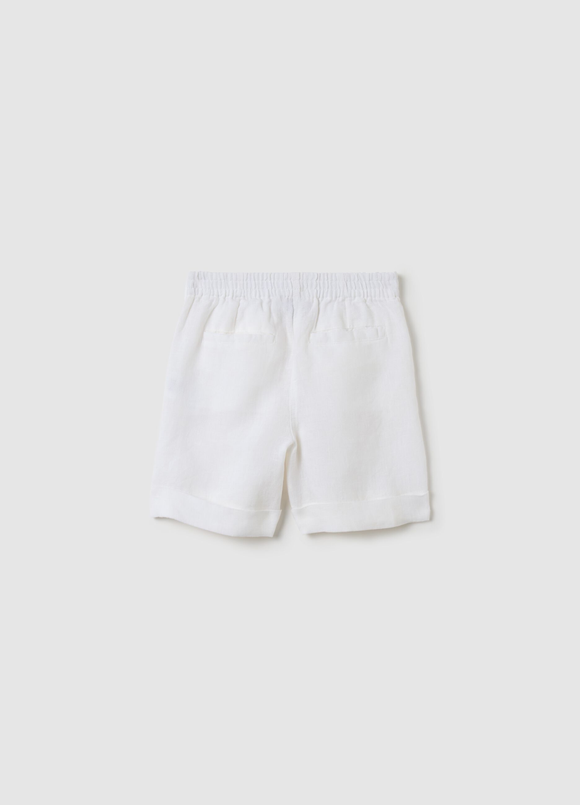 Girls' white linen shorts with regular fit