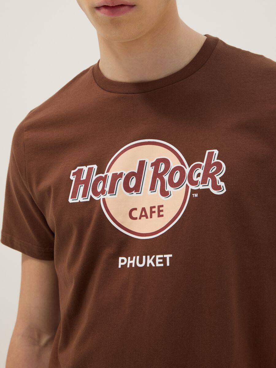 Brown pure cotton Hard Rock Cafe print T-shirt, regular fit_3