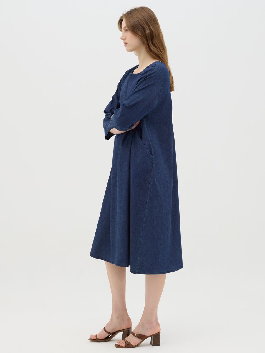 Hybrid Long Blue Dress in Stretch Cotton_1