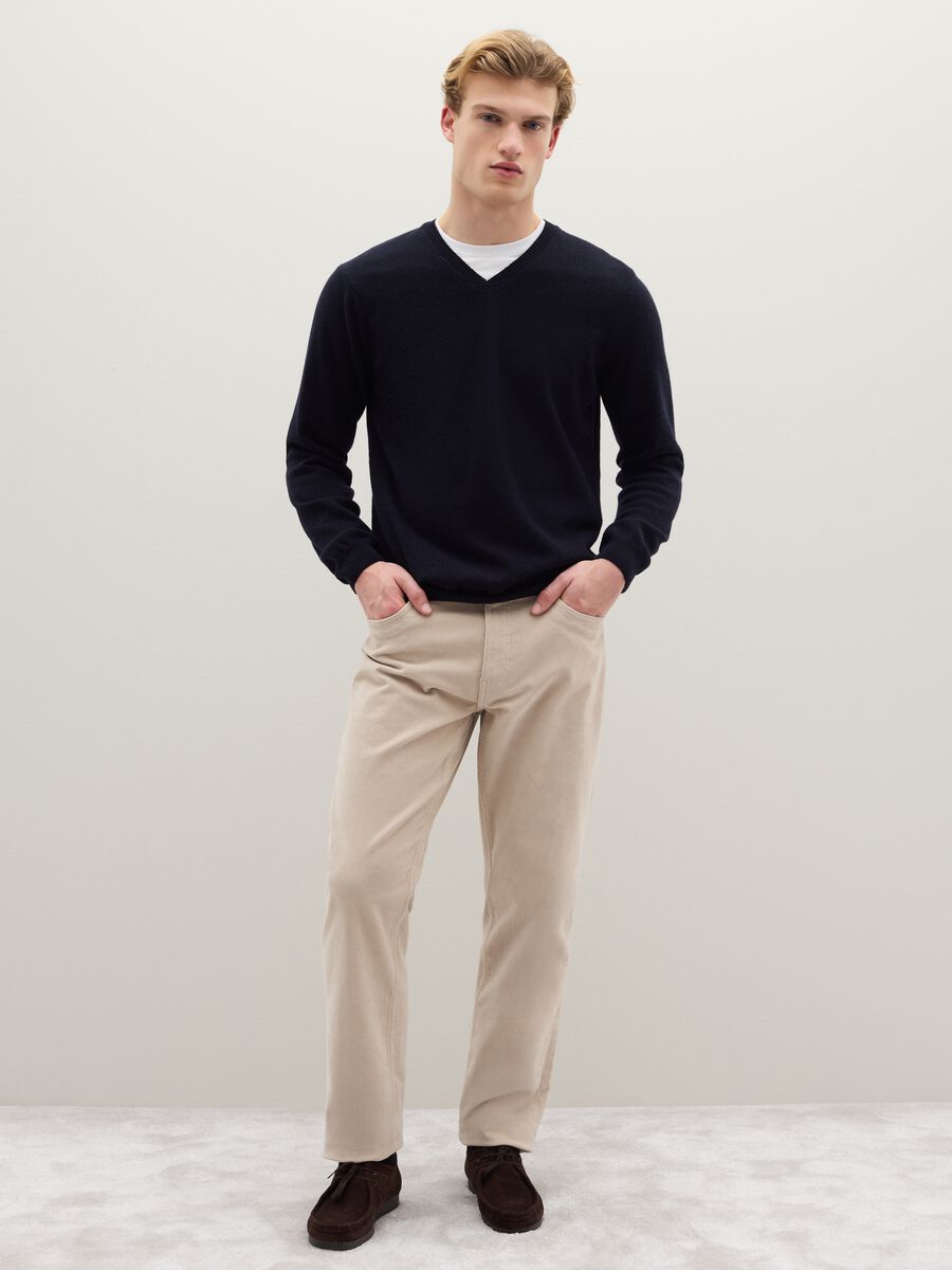 Maglione in pura lana d'agnello blu regular fit_1