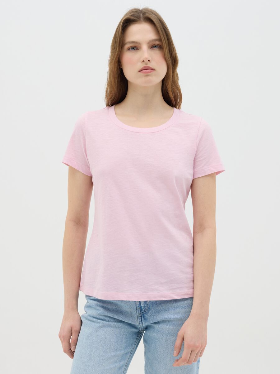 Pink crew neck organic cotton T-shirt by Ovs_0