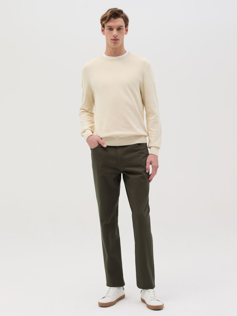 Cotton pullover with micro weave_1
