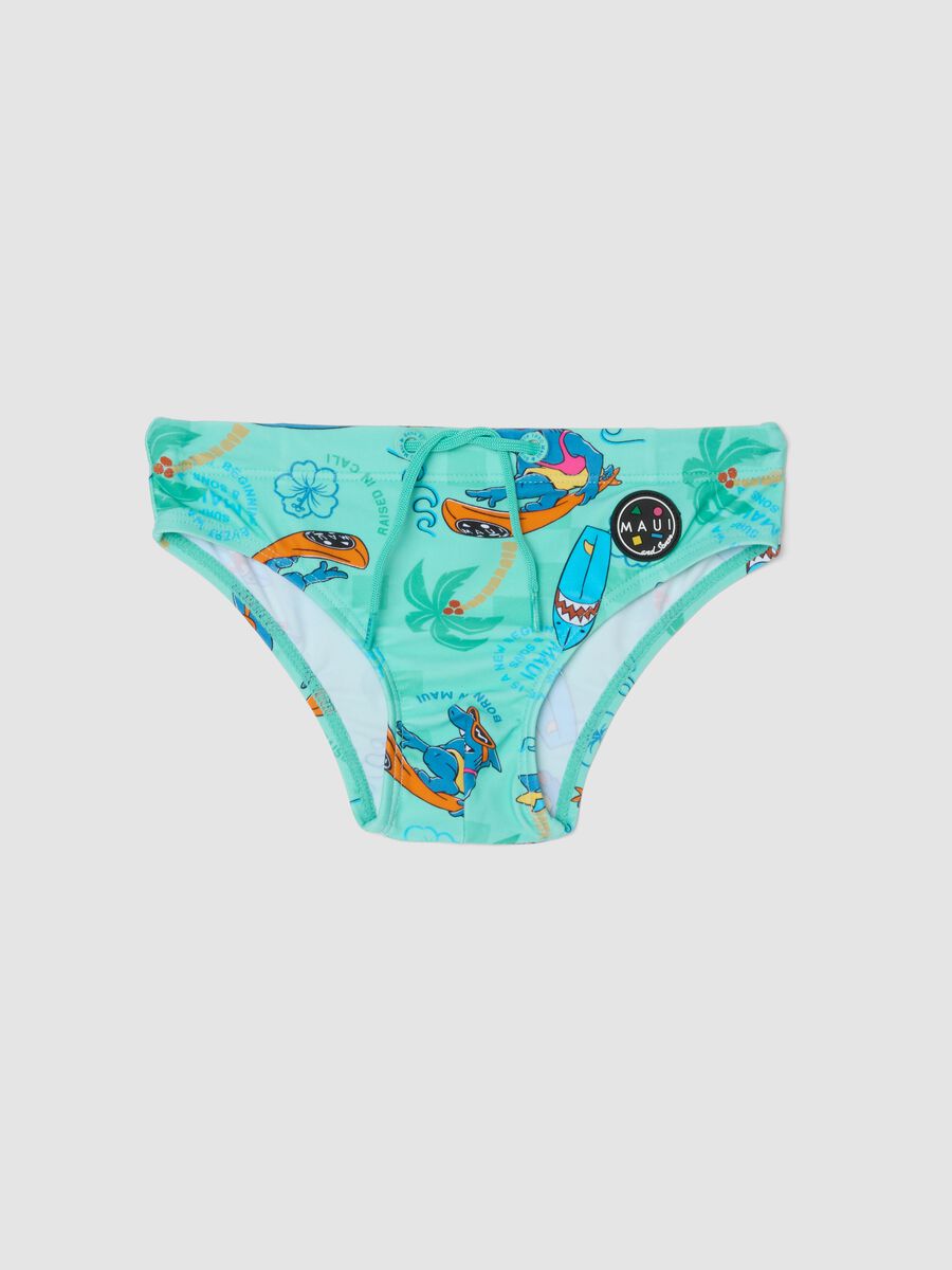 Boys&rsquo; blue stretch swim briefs with print_0