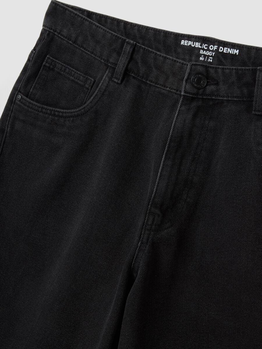 Black denim bermuda shorts in a cotton blend, baggy fit_6