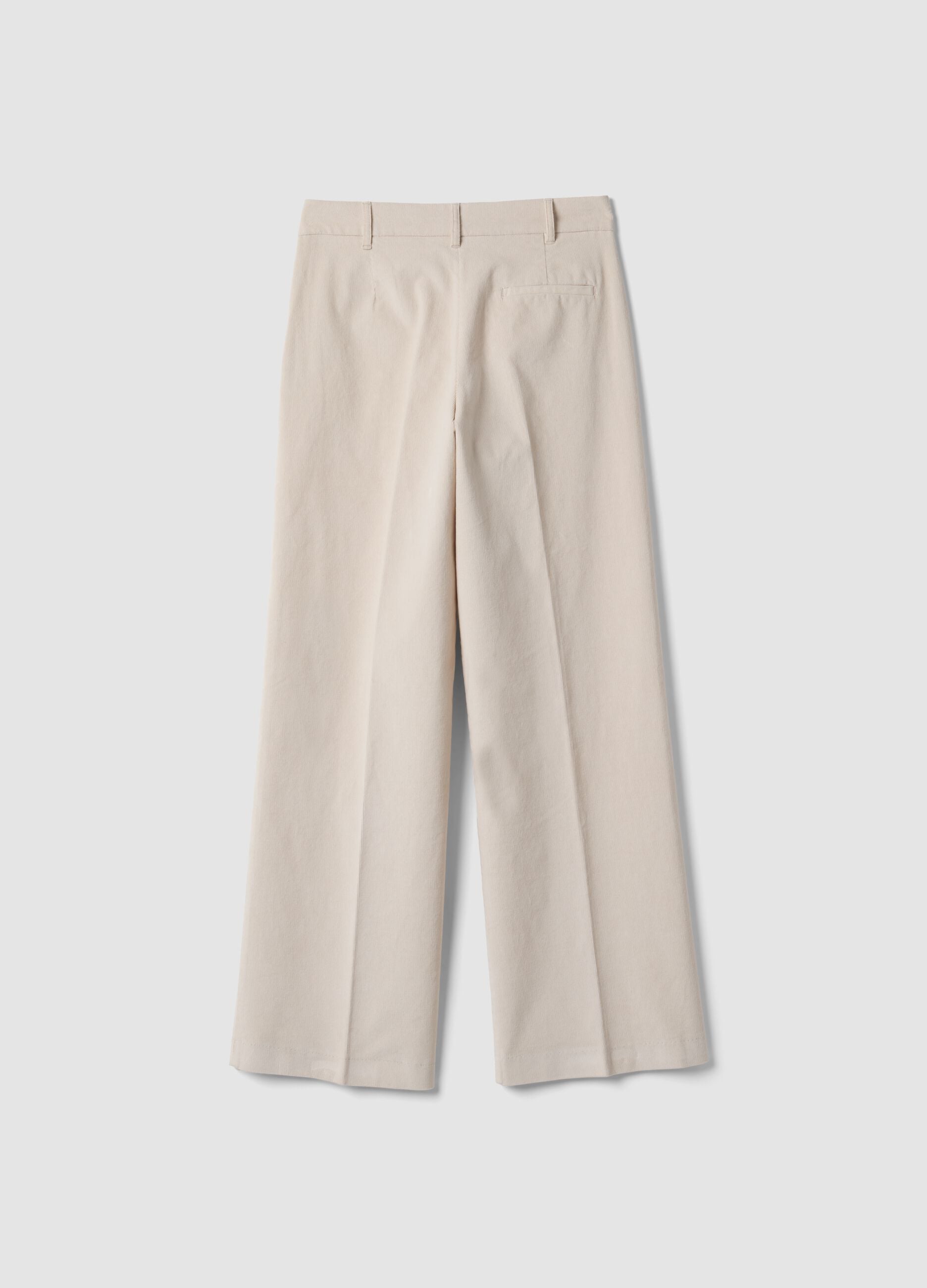 Beige The Iconic Pants straight-fit ribbed stretch cotton trousers