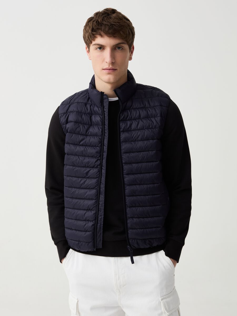 Ultralight quilted gilet with high neck_0