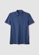 Blue pure cotton slim-fit short-sleeve polo_0
