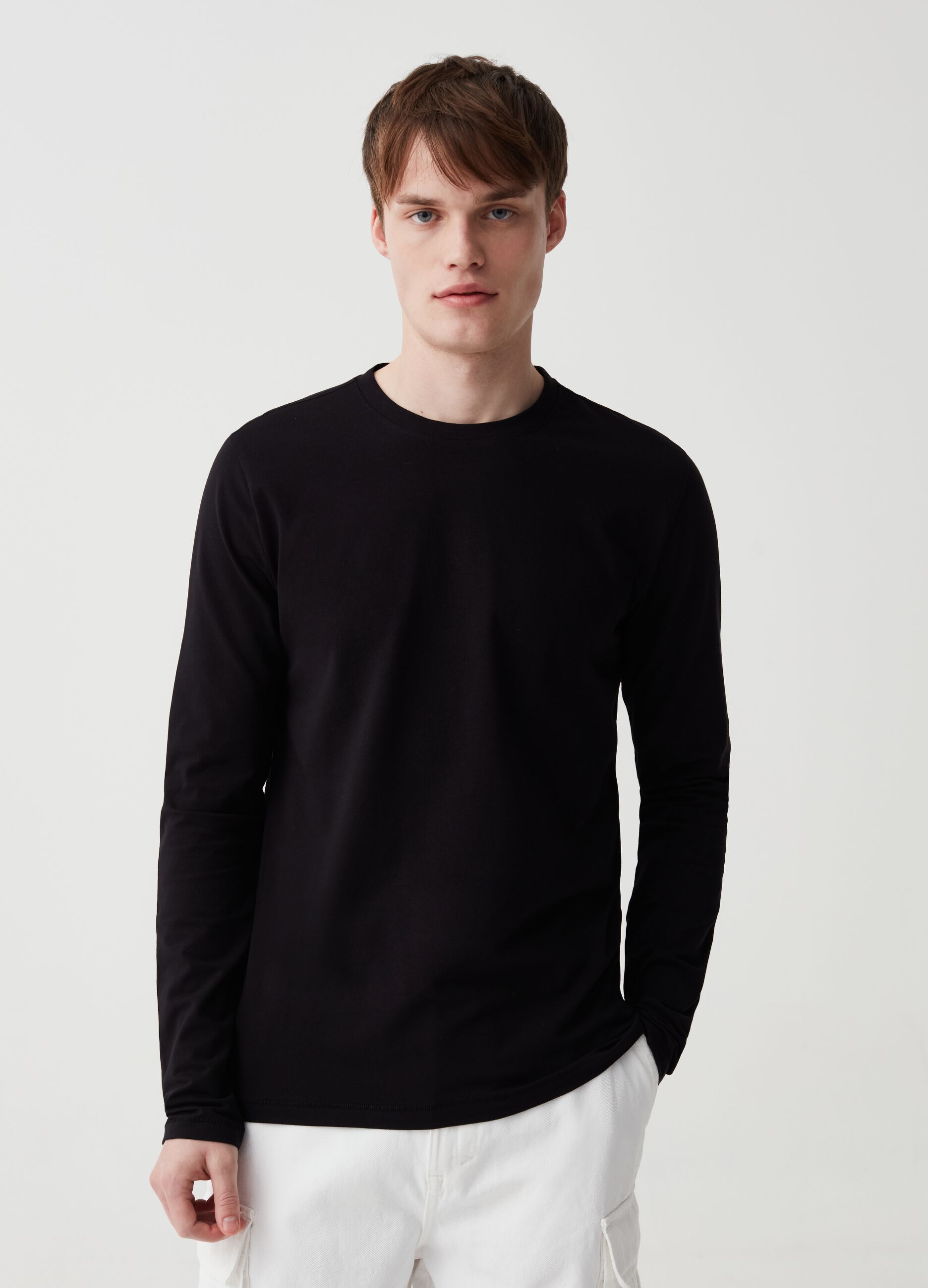 T-shirt a maniche lunghe in jersey