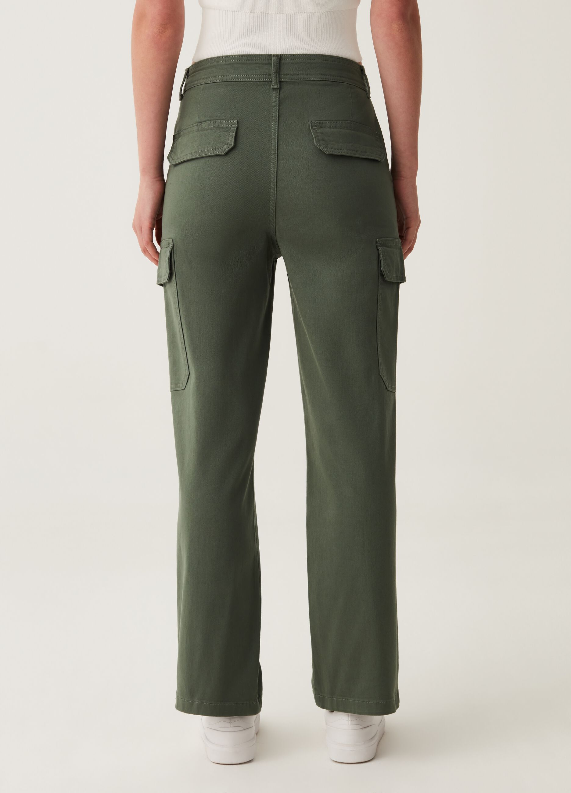 Pantaloni cargo in twill di cotone_2