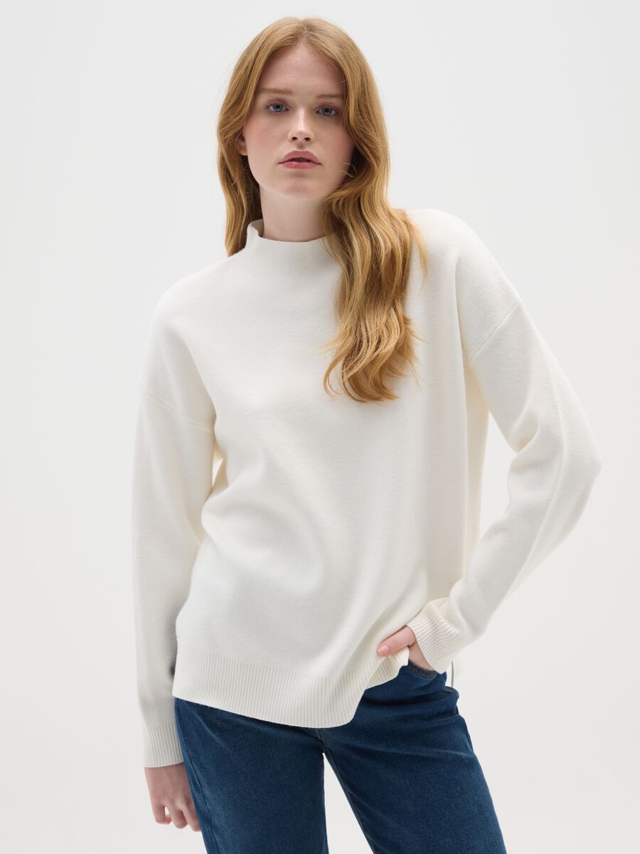 White Regular Fit Jumper_0