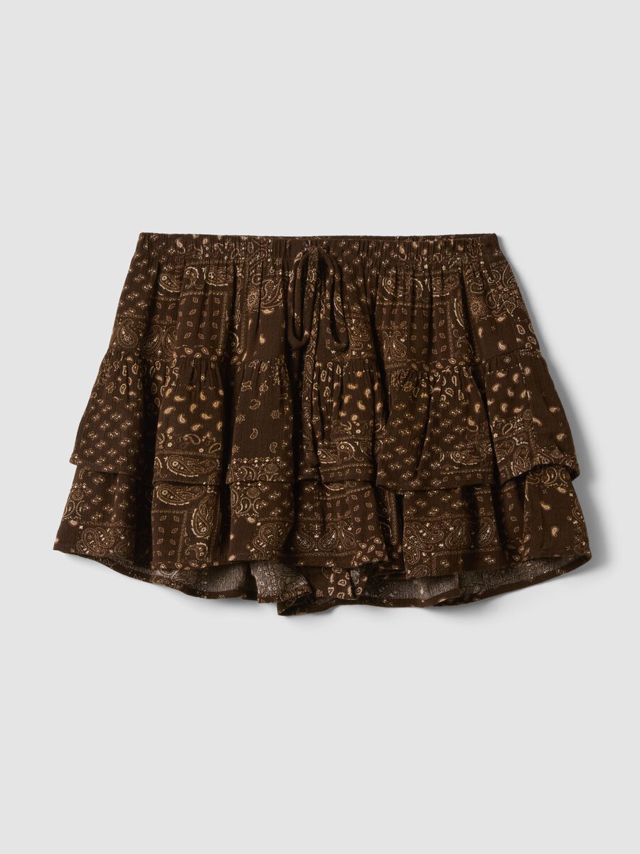 Brown pure viscose mini skirt with ruffles_0