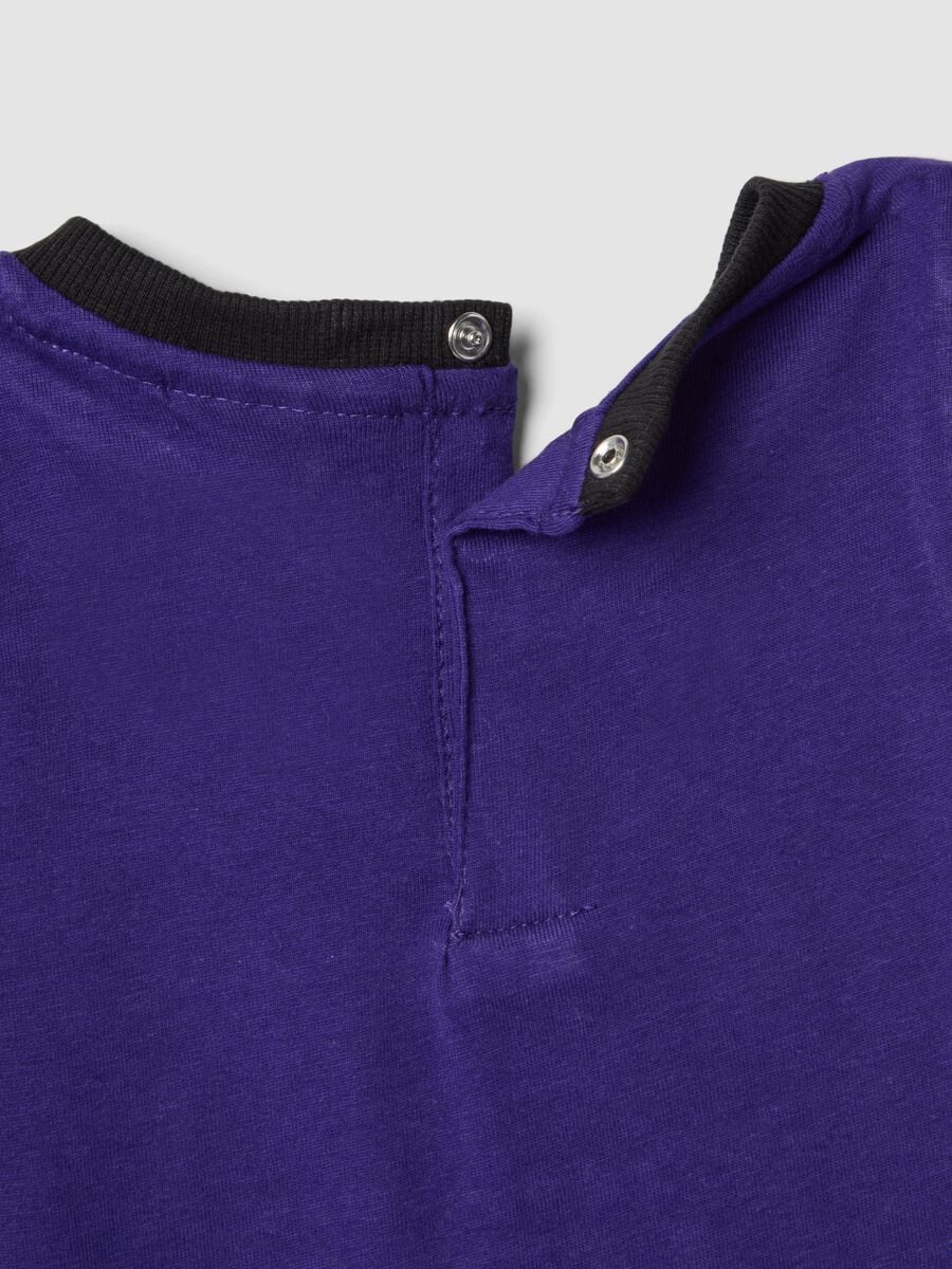 Purple pure cotton top and shorts set for boys, regular fit_3