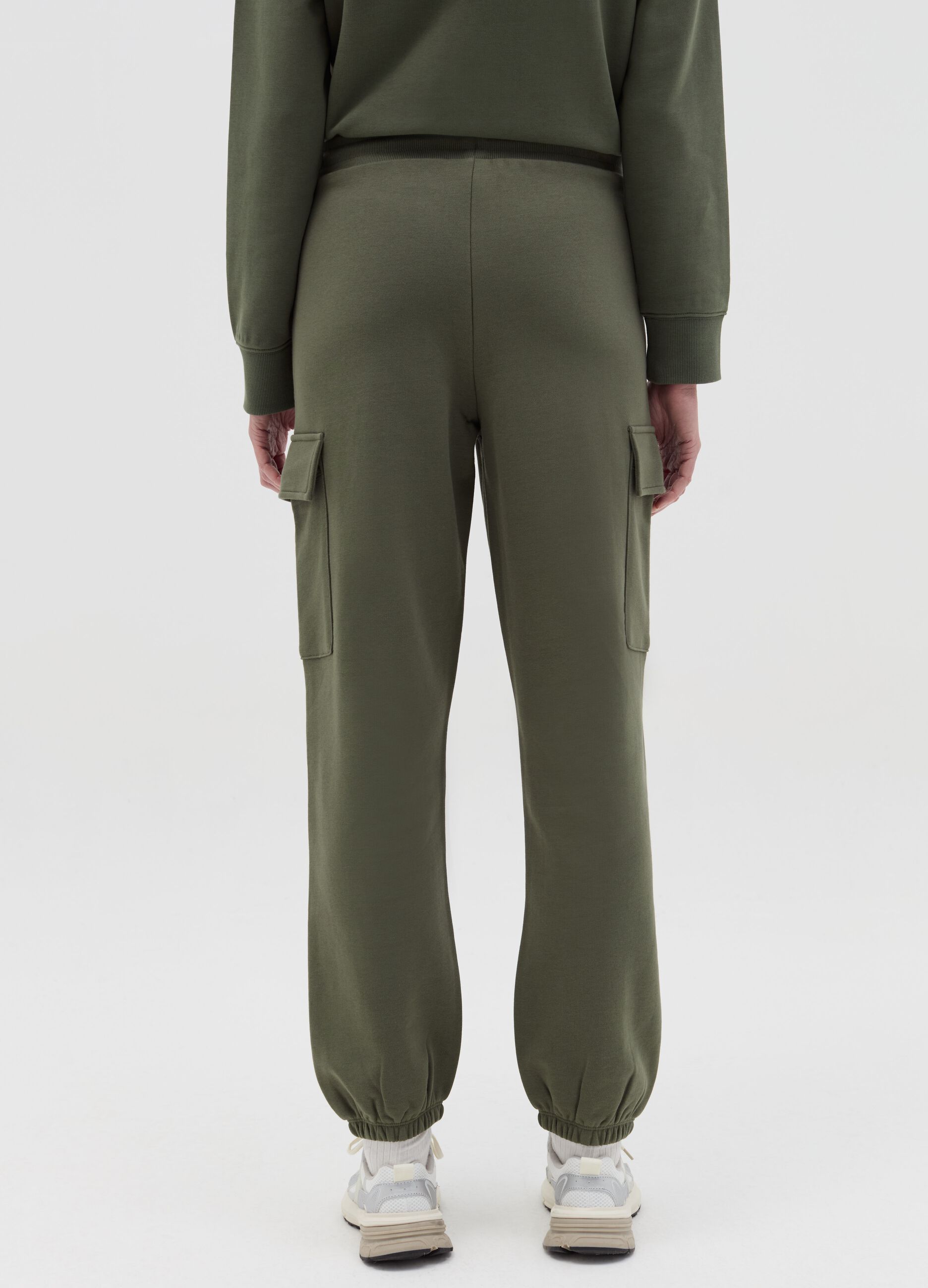 Cargo joggers in fleece with drawstring