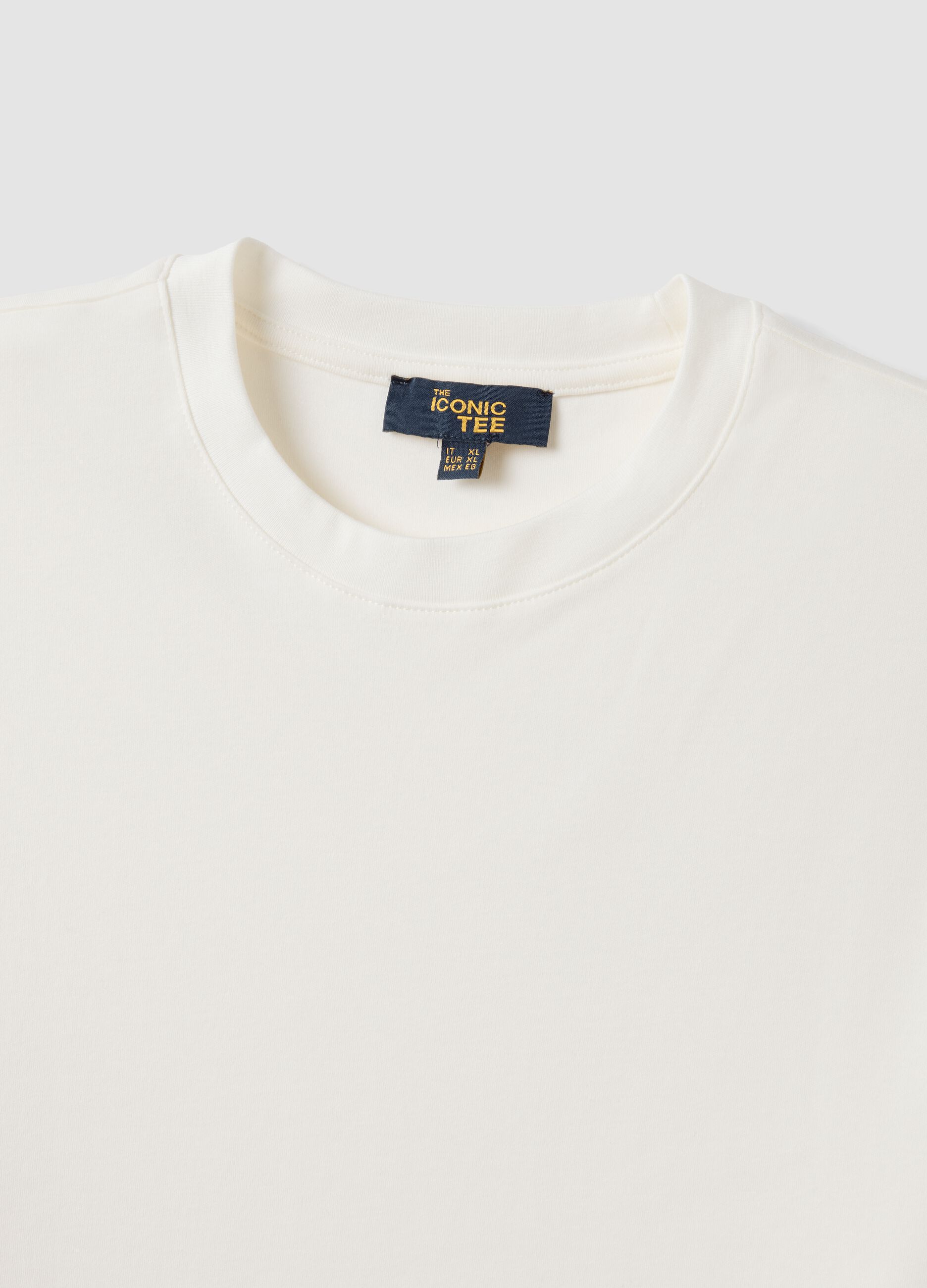 White pure cotton short-sleeve regular-fit T-shirt
