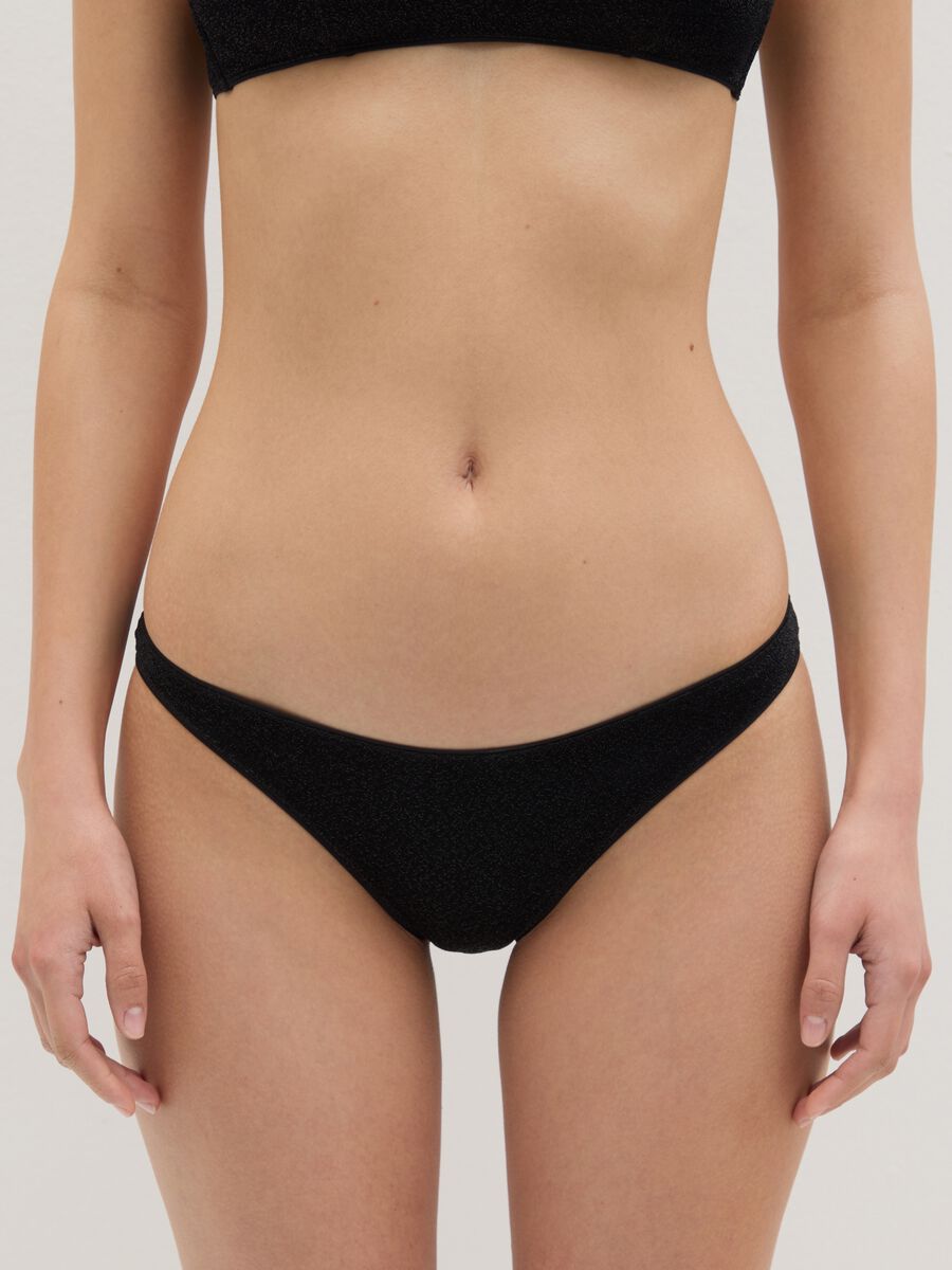 Women’s briefs in black metallic blended fibre with elastic waistband_2