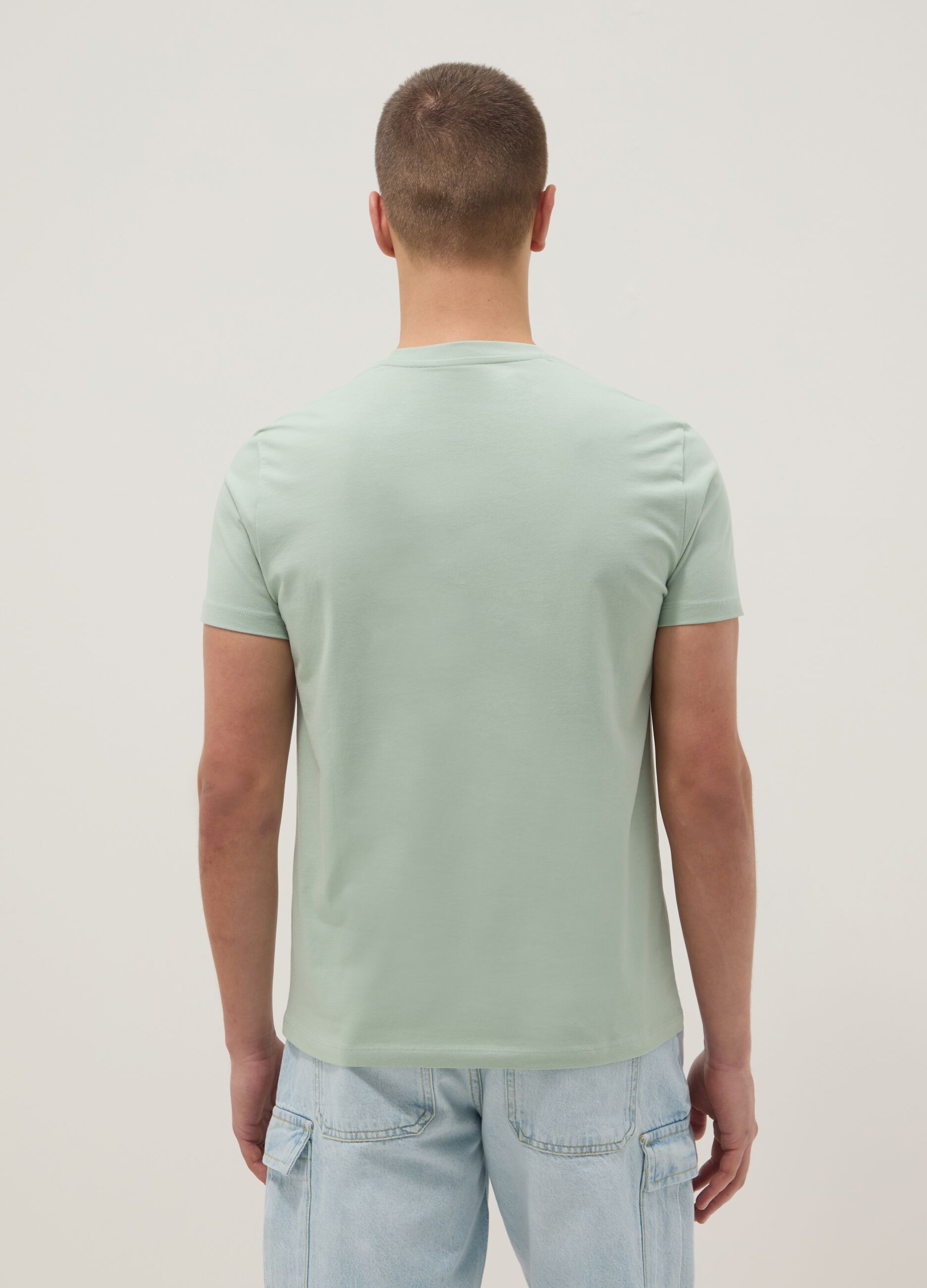 Green pure cotton short-sleeve T-shirt