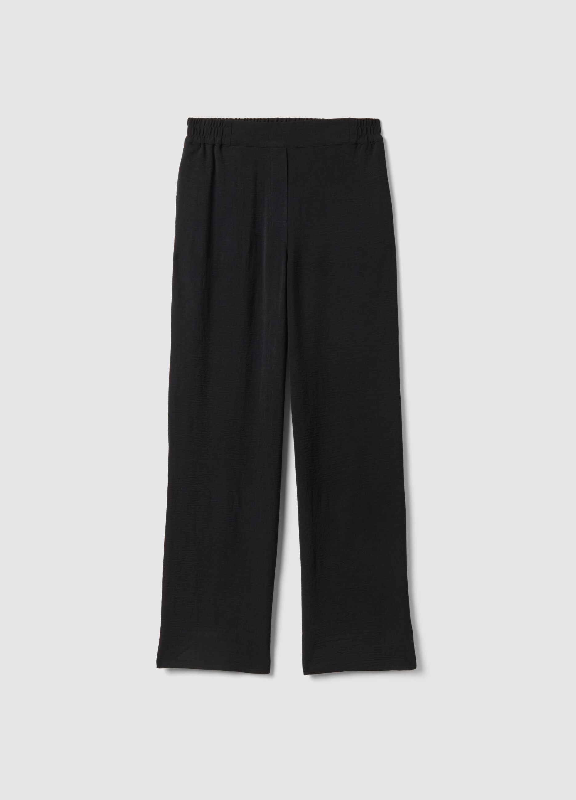 Black wide-leg trousers with elasticated waist