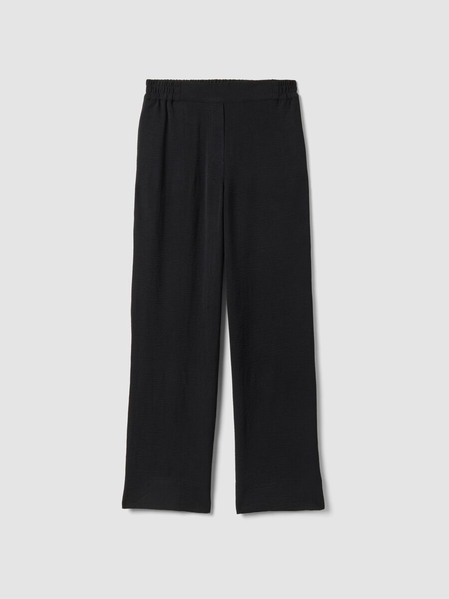 Black wide-leg trousers with elasticated waist_4