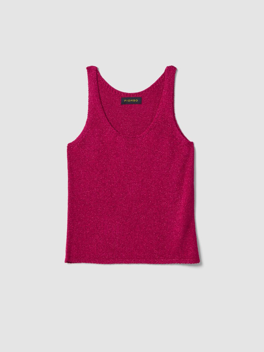 Pink viscose-blend regular-fit glitter tank top_0