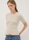 Beige fitted ribbed viscose-blend knit top_0