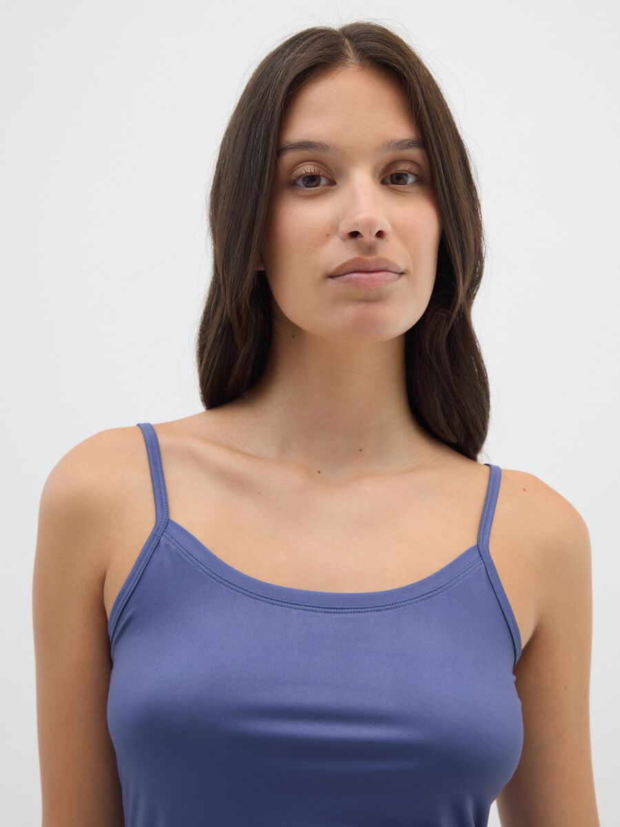 Blue Stretch Fabric Twin-Pack Top with Thin Straps_0