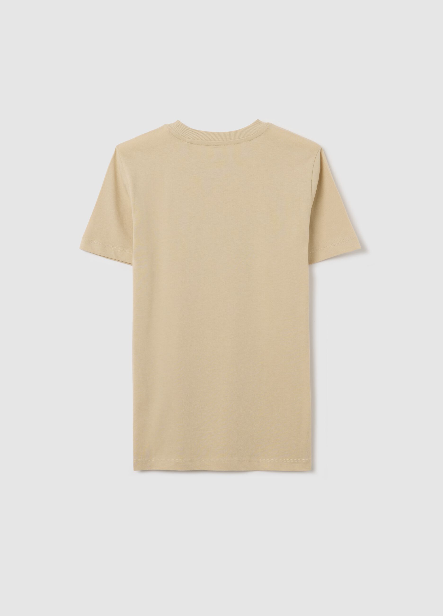 Beige T-shirt in cotton with print