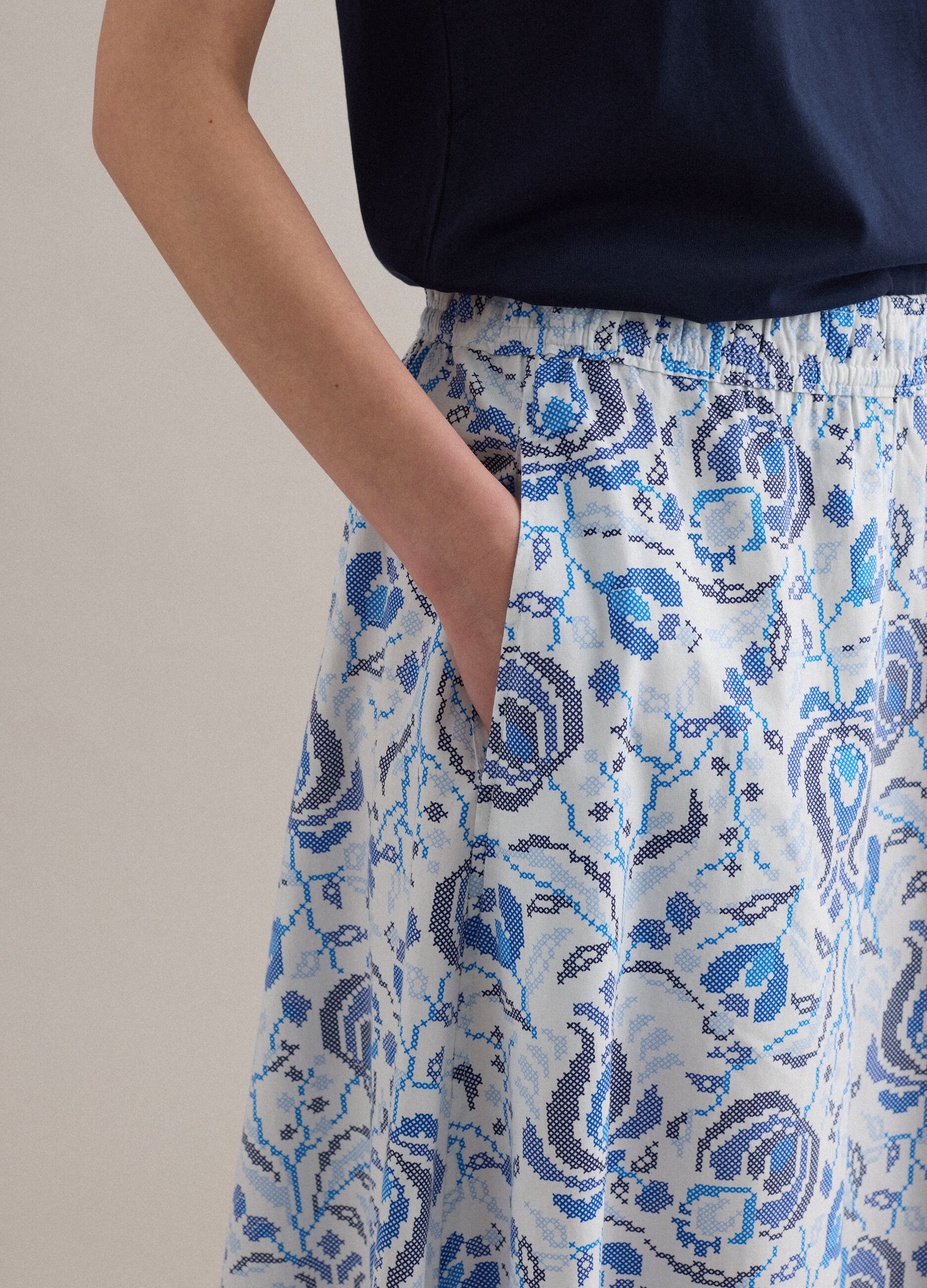 Pure cotton maxi skirt with floral print