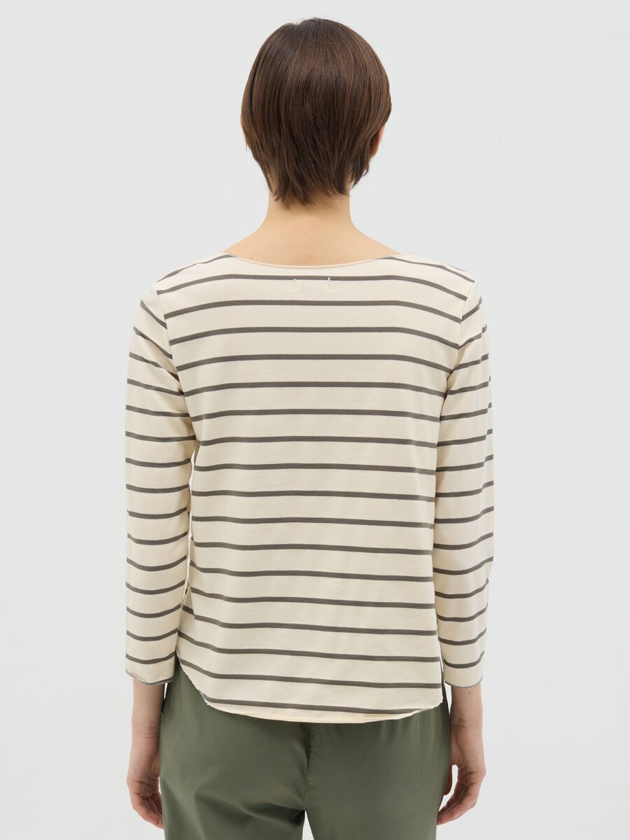 White and grey T-shirt in striped cotton_3