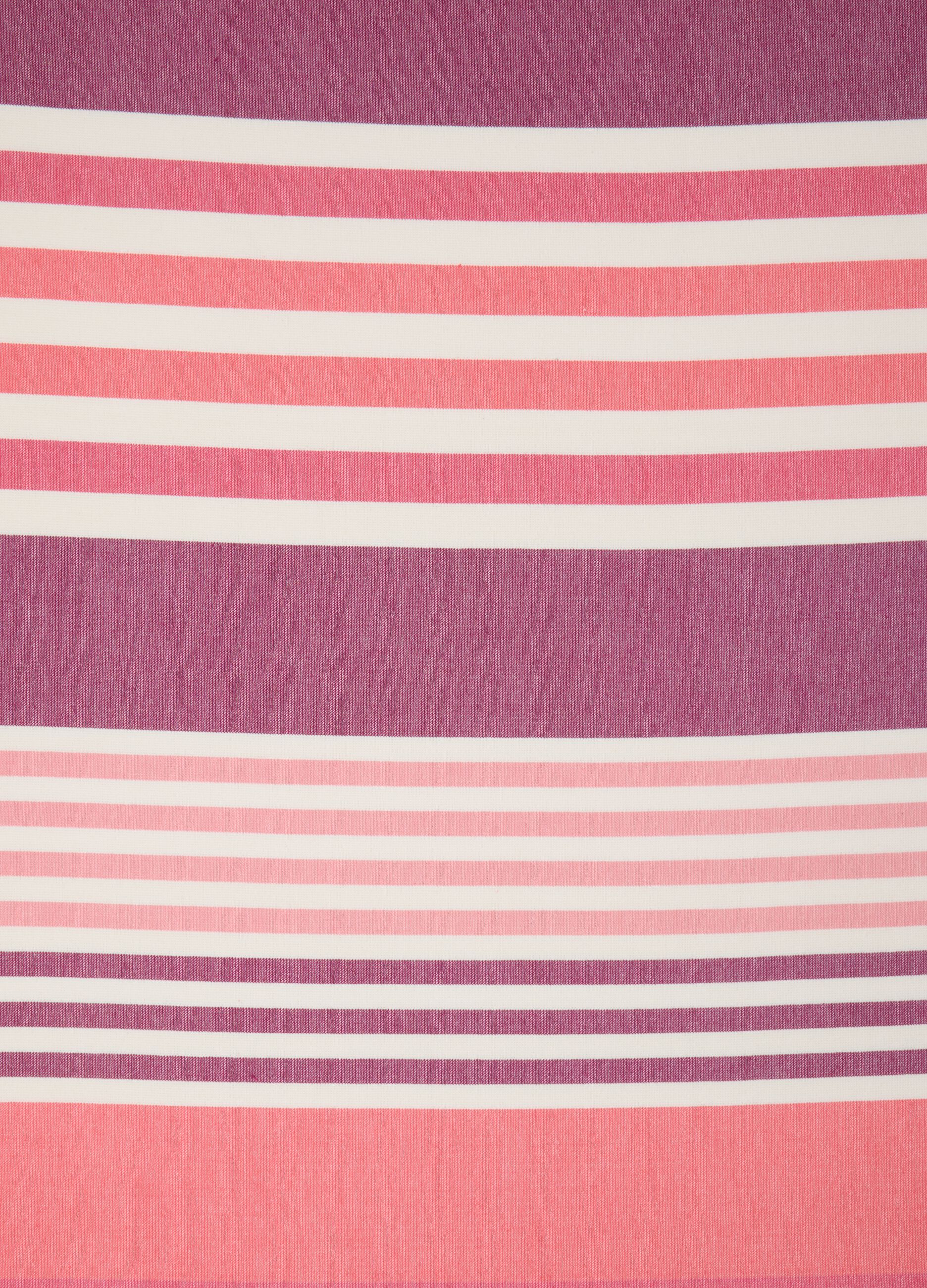 Telo mare da donna in puro cotone multicolor a righe bianco e rosa