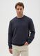 Blue crew neck sweater in regular fit wool blend_1