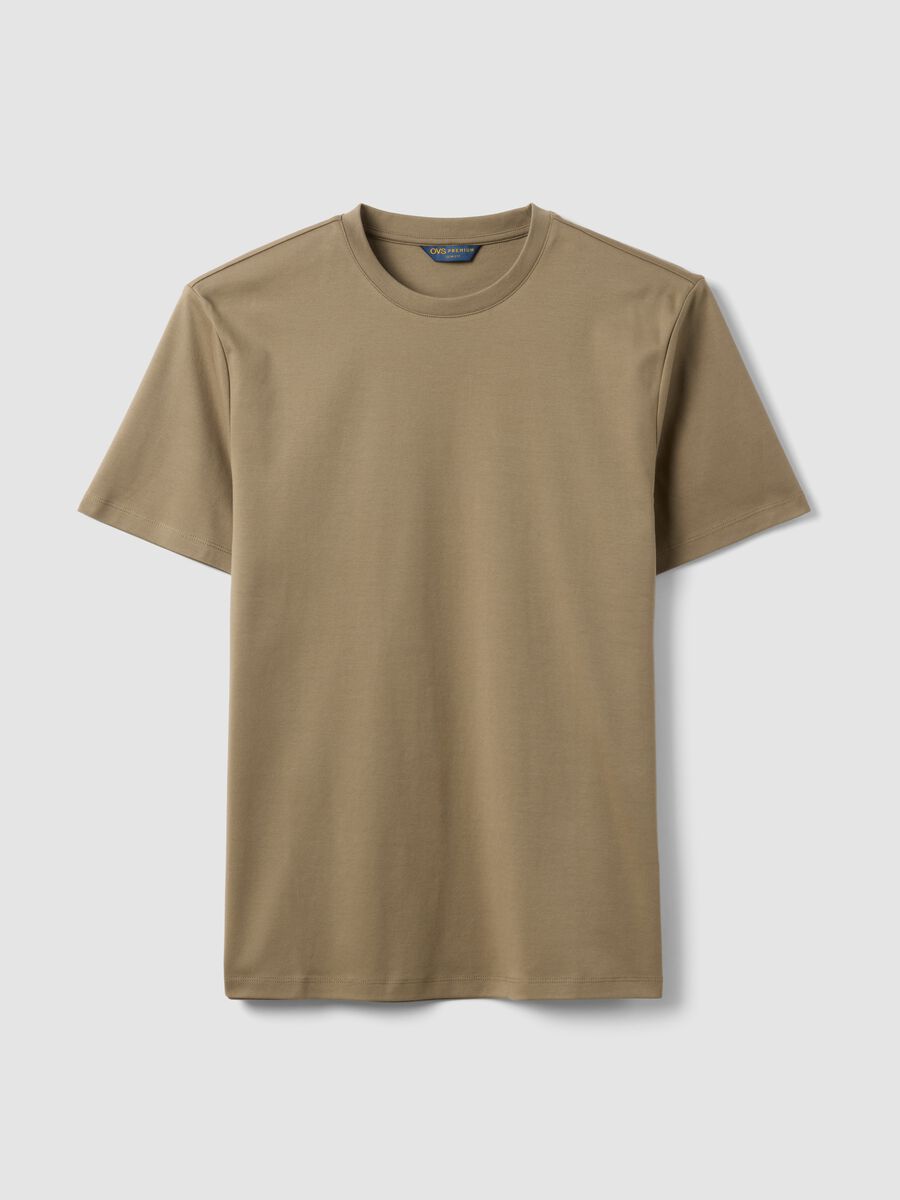 T-shirt beige in puro cotone_4