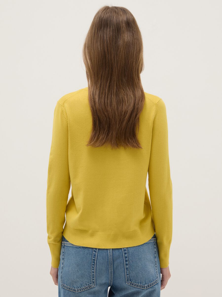 Yellow Crew Neck Regular Fit Cardigan_2