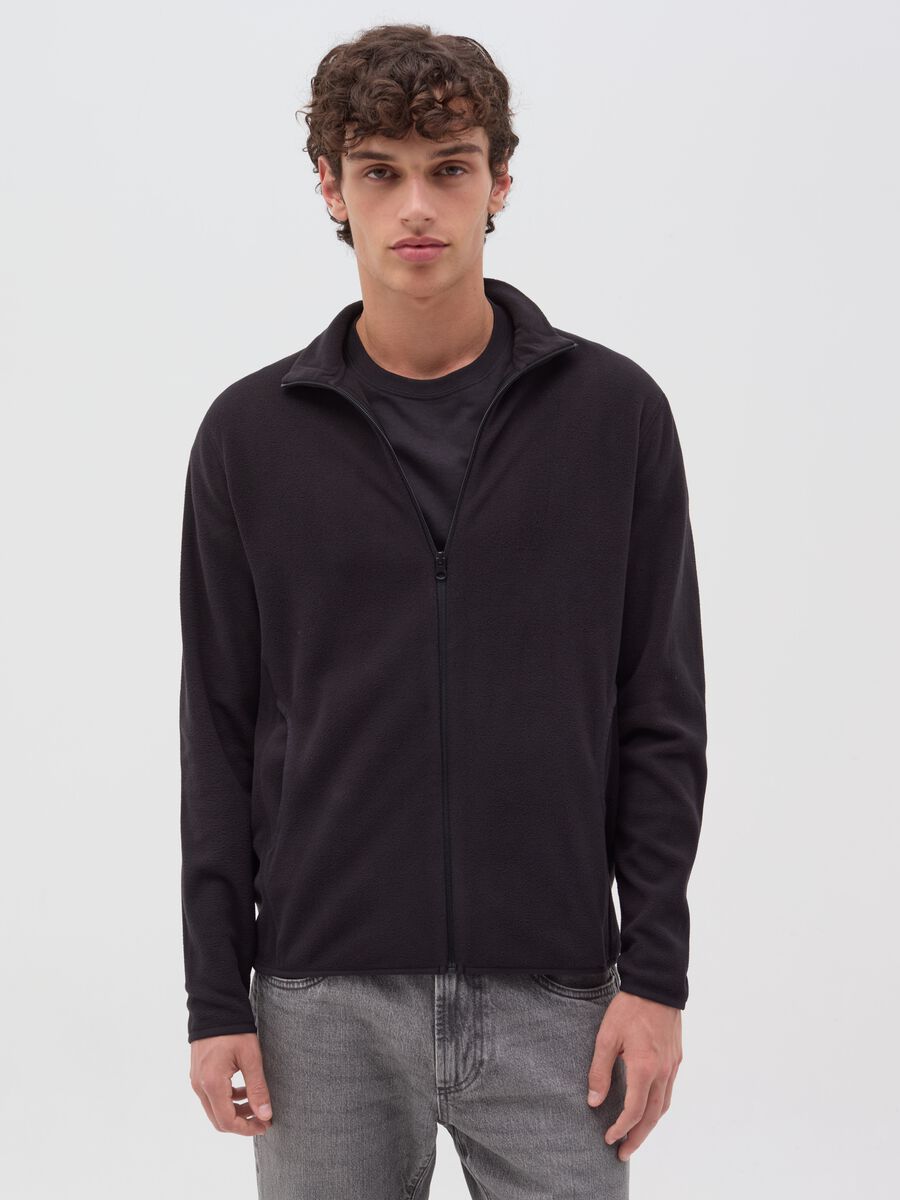 Fleece full-zip sweatshirt with high neck_0