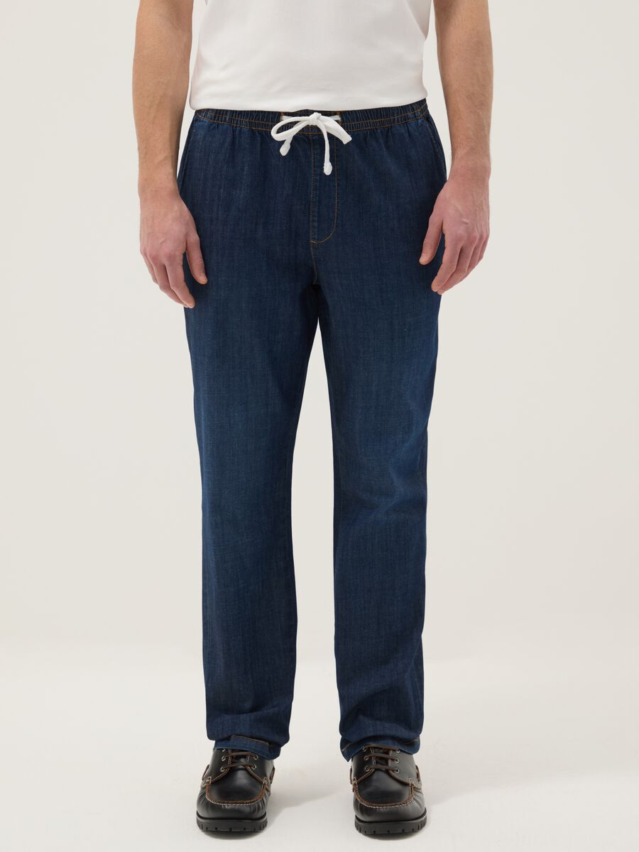 Blue Regular Fit Stretch Denim Cotton Jeans_1