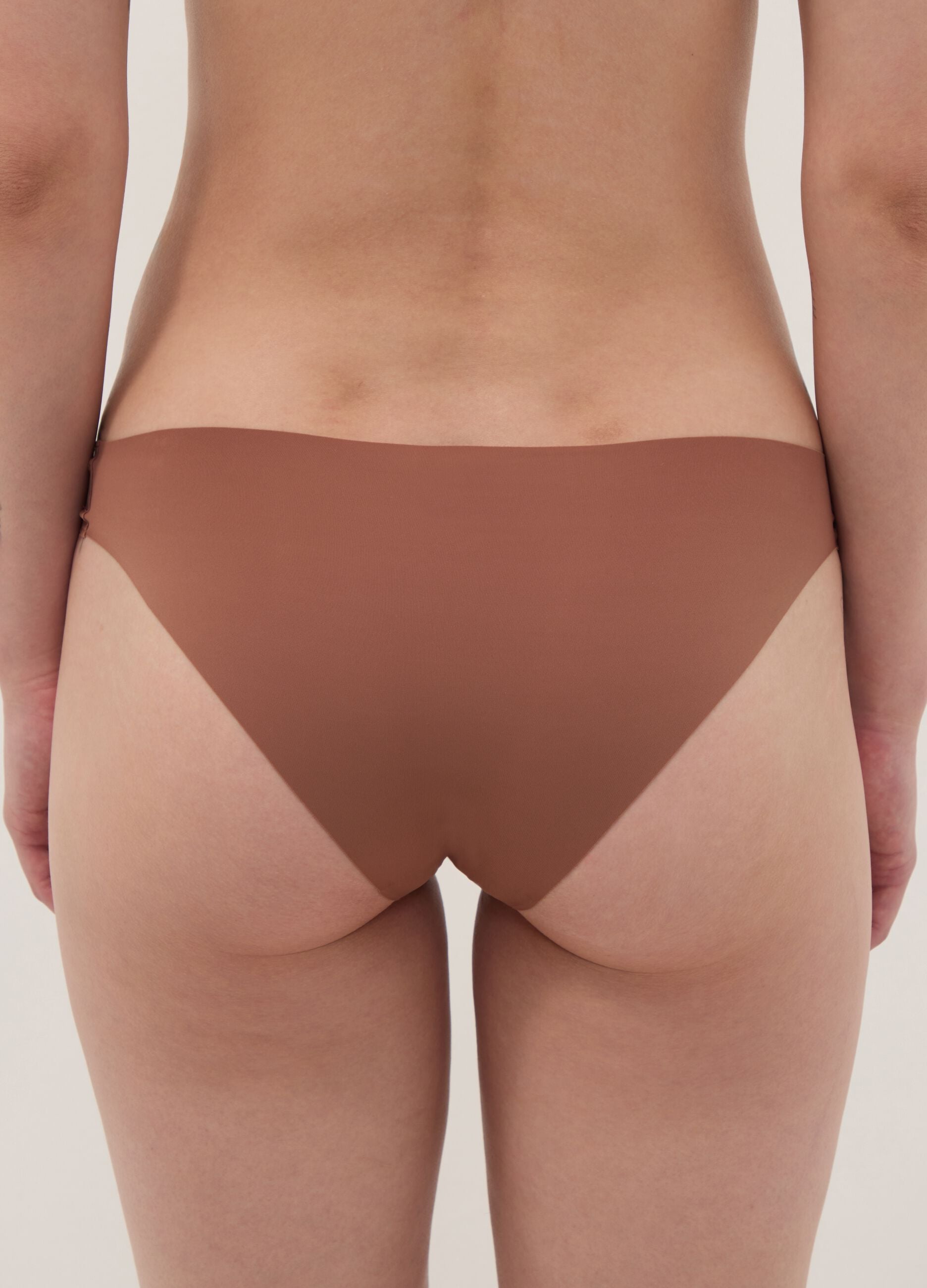 Slip marrone in microfibra elasticizzata a vita regular